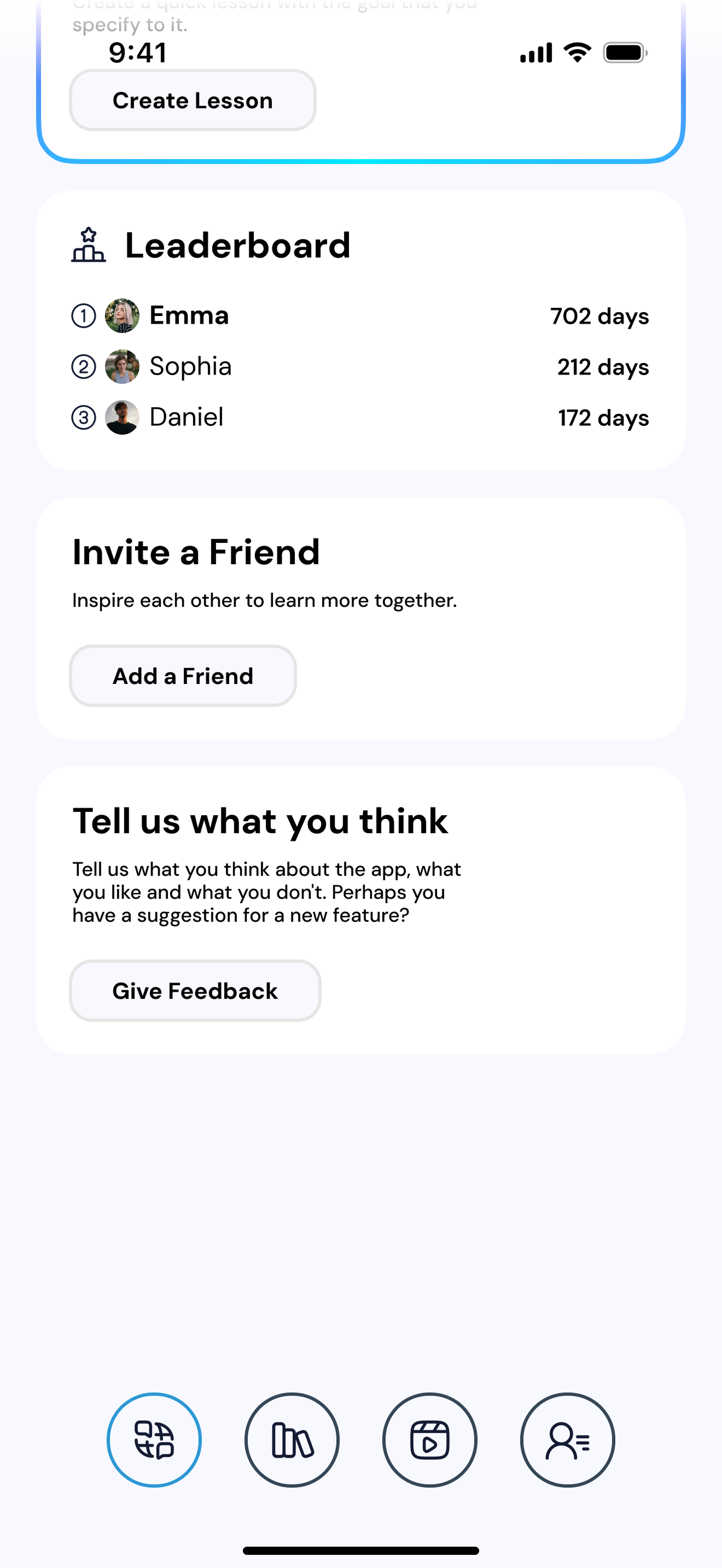 Social features screenshot